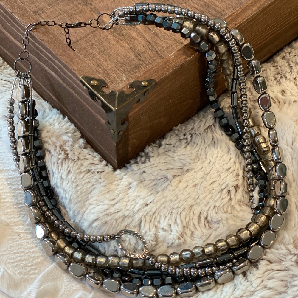Silpada Grey Silver Black Beaded Necklace